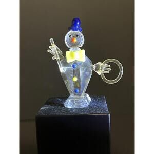 ZOO Crystal Vintage 1980s Crystal Clown With Hoop Figurine, 2.5”